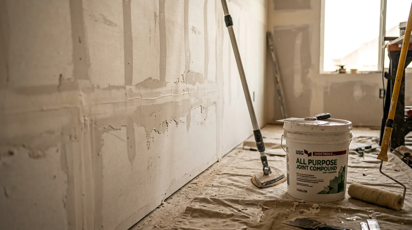 Freshly finished and painted interior walls in a Lehi, Utah home showing smooth, seam-free surfaces with clean corner bead edges. The room reflects even paint coverage across walls and ceiling with no visible joint lines.